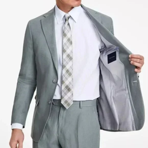 Tommy Hilfiger Mens Modern Fit Linen Notched lapel Sport Coat Sage Size 36S NWT Sport Coats & Blazers